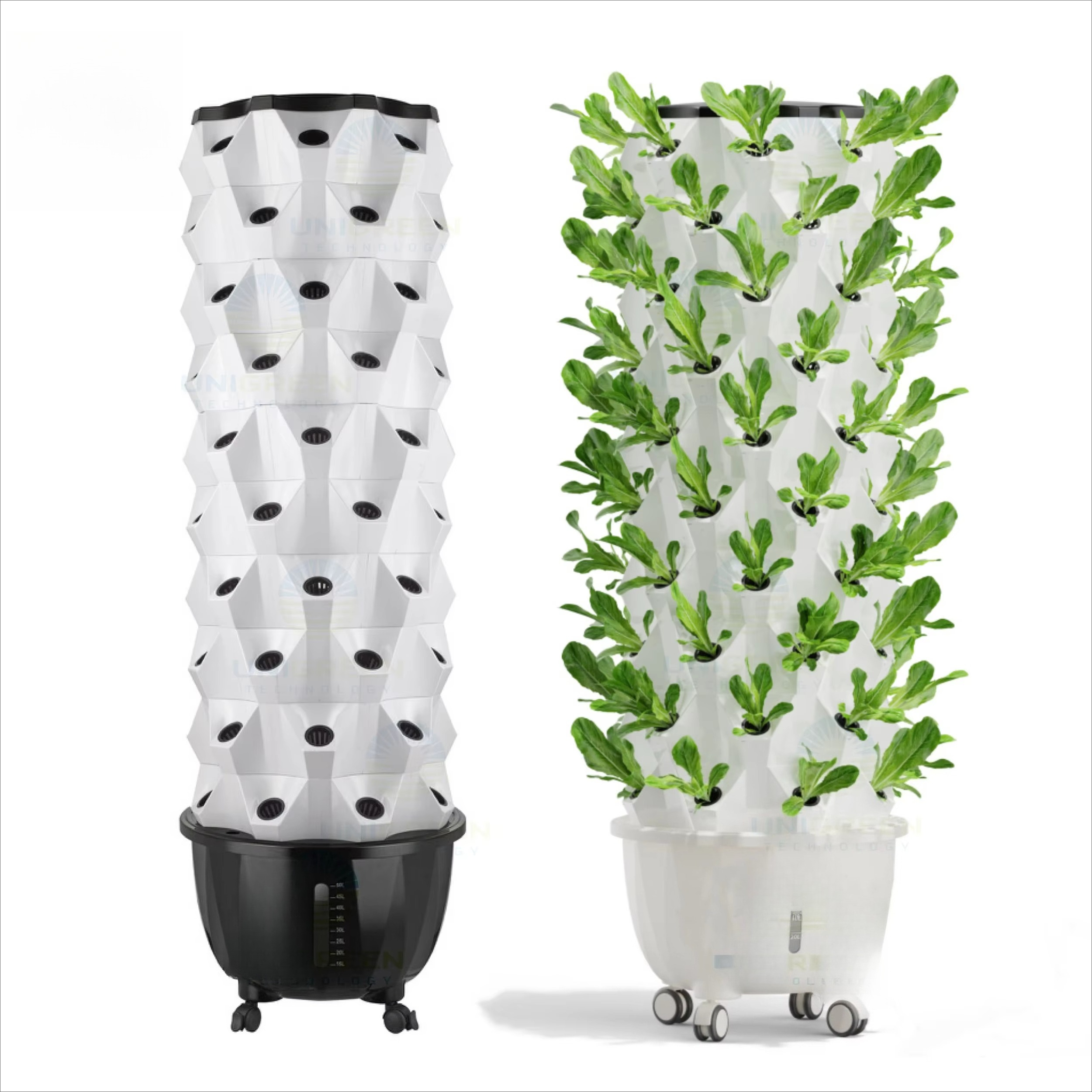 Hydroponic Farming Agriculture - Vertical Garden Tower Wheels Multi-level Hydroponic