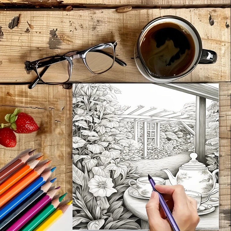 Tea In The Gardens Coloring Bo - Farming And Agriculture 리뷰 및 가격